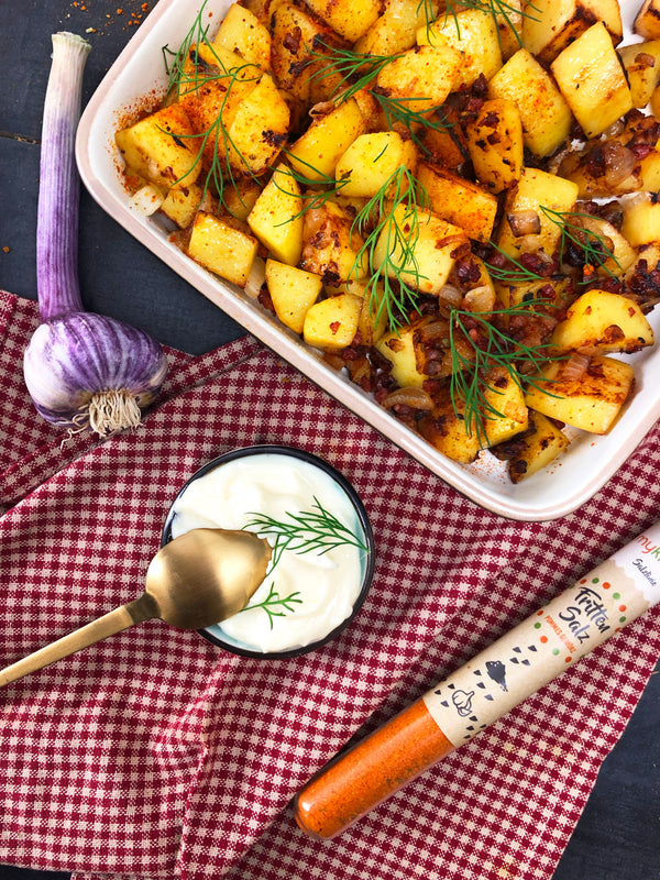 Knusprige Bratkartoffeln mit Speck